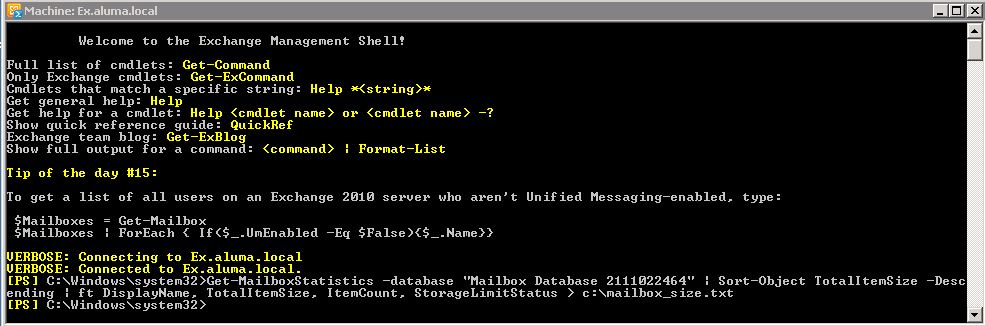 PowerShell Script List Mailbox Size for All Users