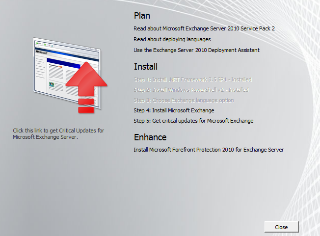 Install Exchange Server 2010 SP2 Management tools on Windows 7